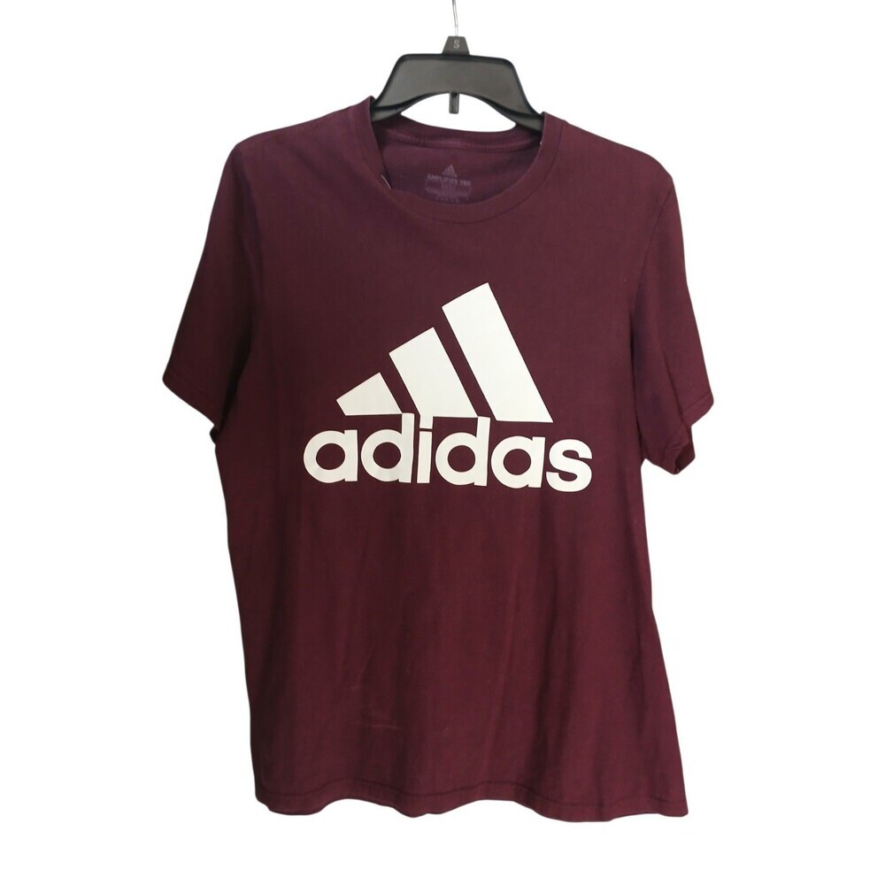 Adidas Women’s Logo T-Shirt Size M Burgundy Short Sleeve Graphic Tee Athletic